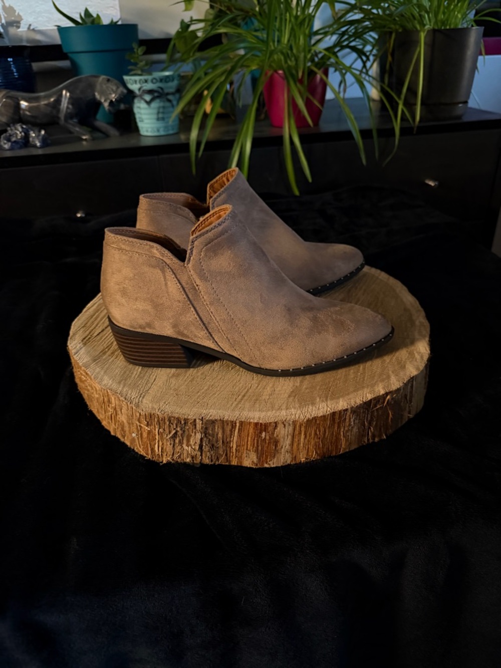 Streetwear Society Taupe Suede Ankle Booties